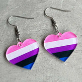 Genderfluid Heart Acrylic Dangle Earrings